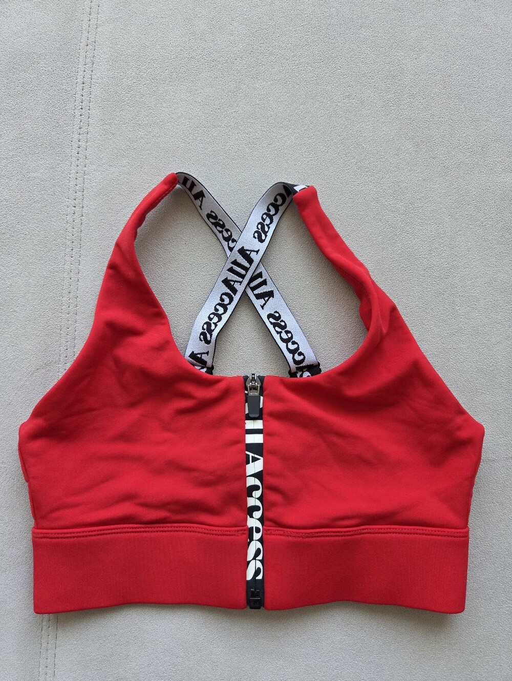 All Access for Bandier Red Polar Fleece Headliner Sports Bra in XS